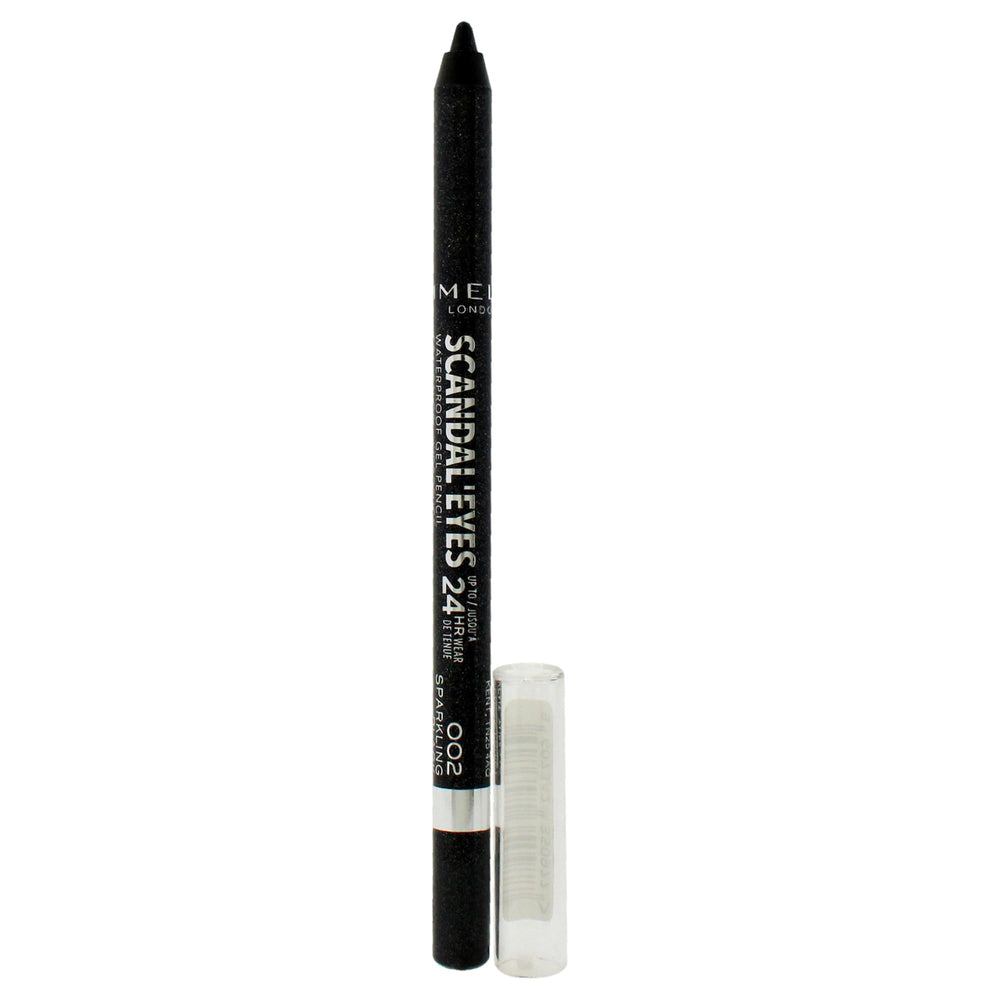 Rimmel Scandaleyes front packaging showing pencil and cap, convenient travel size