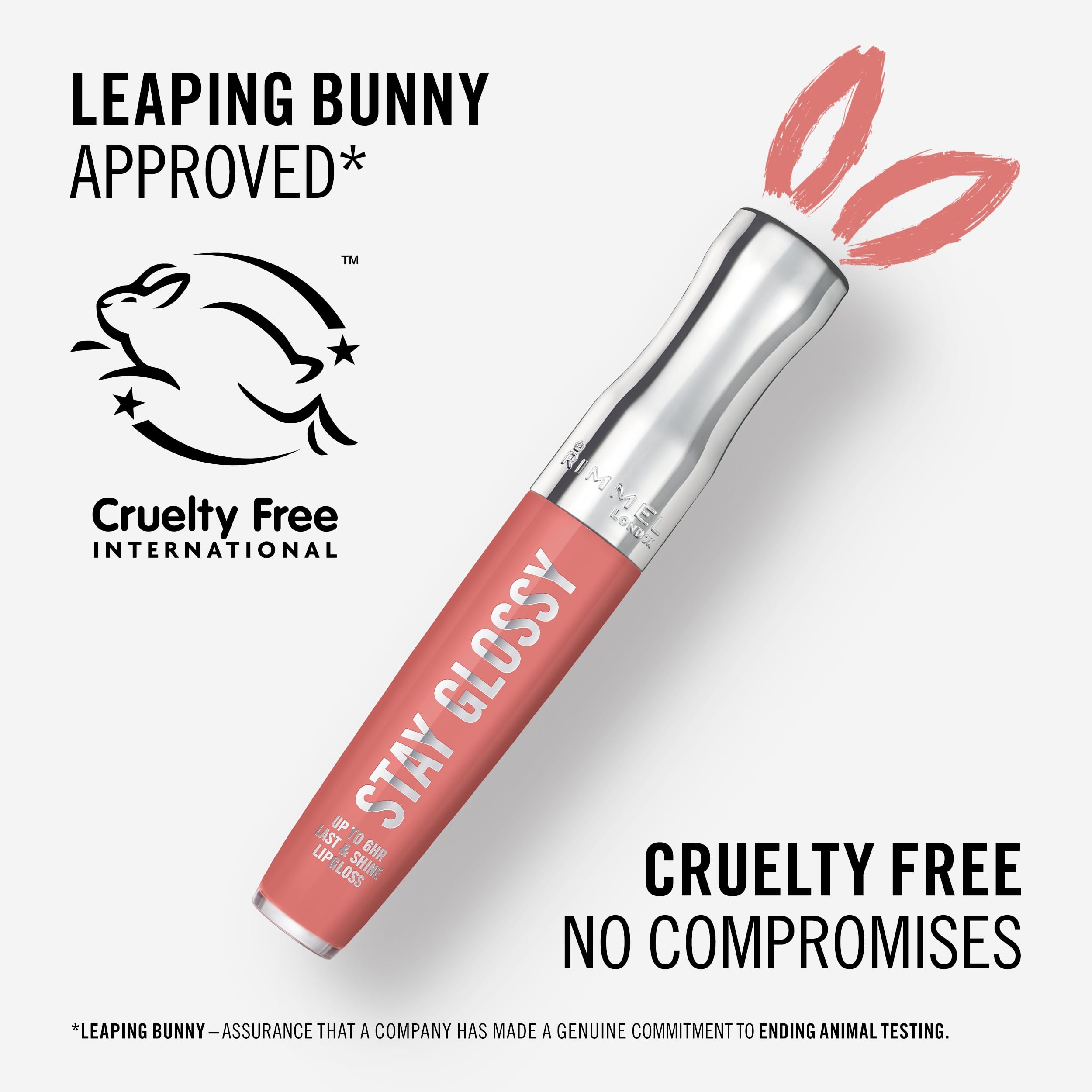 Rimmel tube next to coin showing compact size and portability