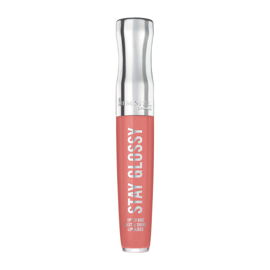 Rimmel front tube showing shade and glossy finish benefit