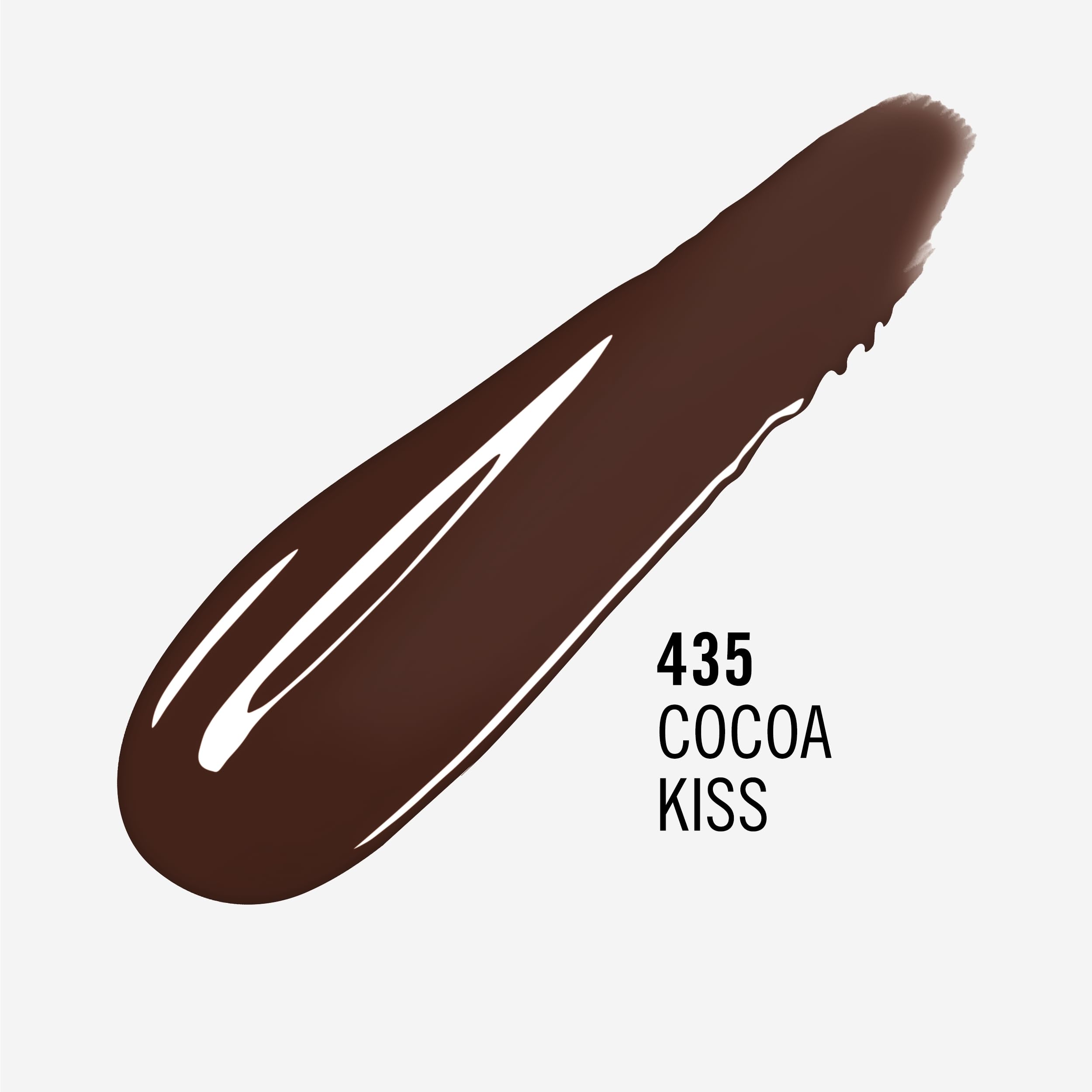 Rimmel swatch on arm showing cocoa kiss color and true payoff