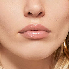 Rimmel texture close-up highlighting glossy shine and lightweight moisturizing finish