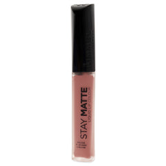 Rimmel front packaging of Stay Matte liquid lip color showing shade 110 Blush and benefits
