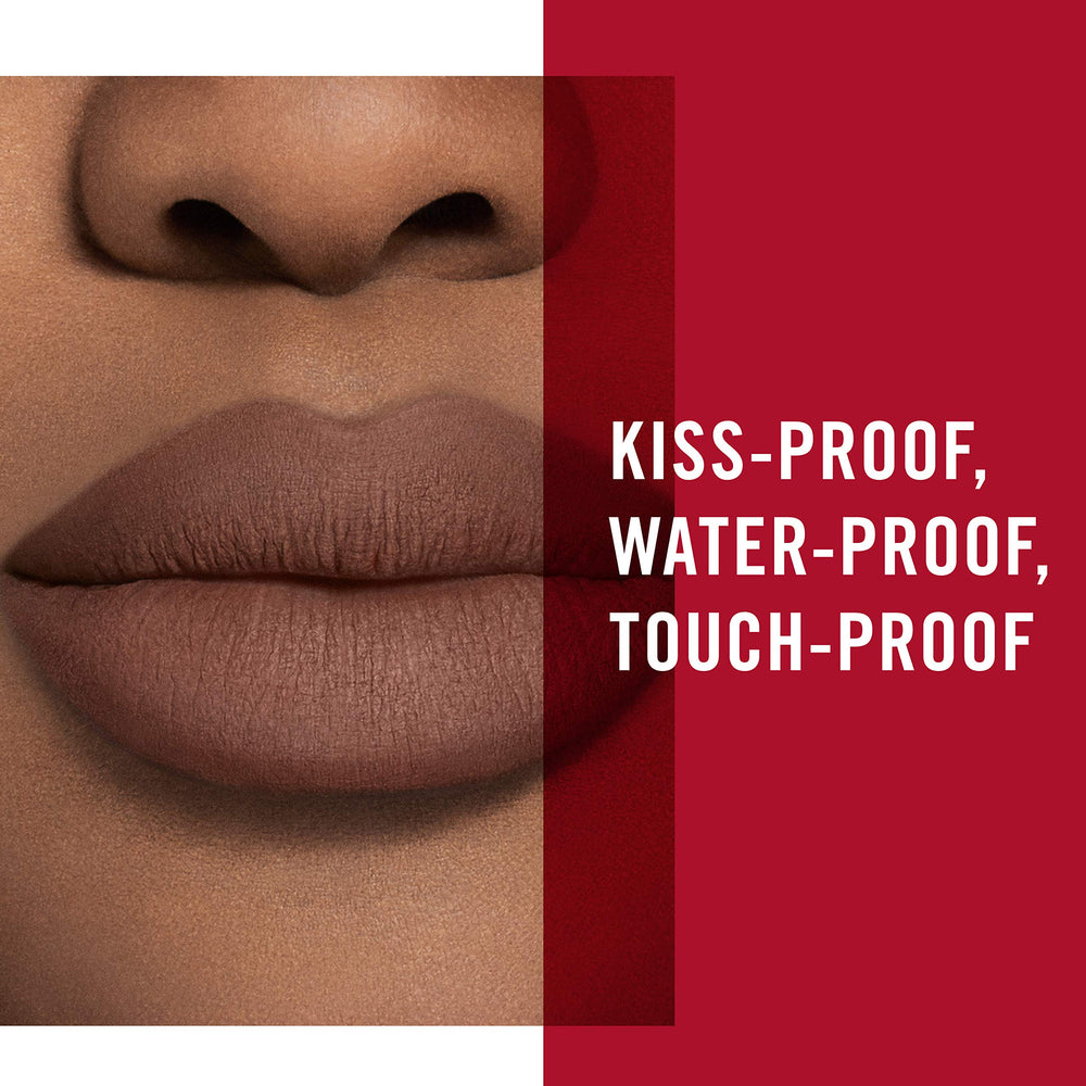 Rimmel lip application demo showing single-stroke coverage and neat edges