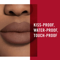 Rimmel lip application demo showing single-stroke coverage and neat edges