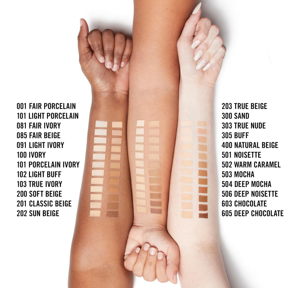 Rimmel arm swatch of 300 Sand illustrating true matte coverage