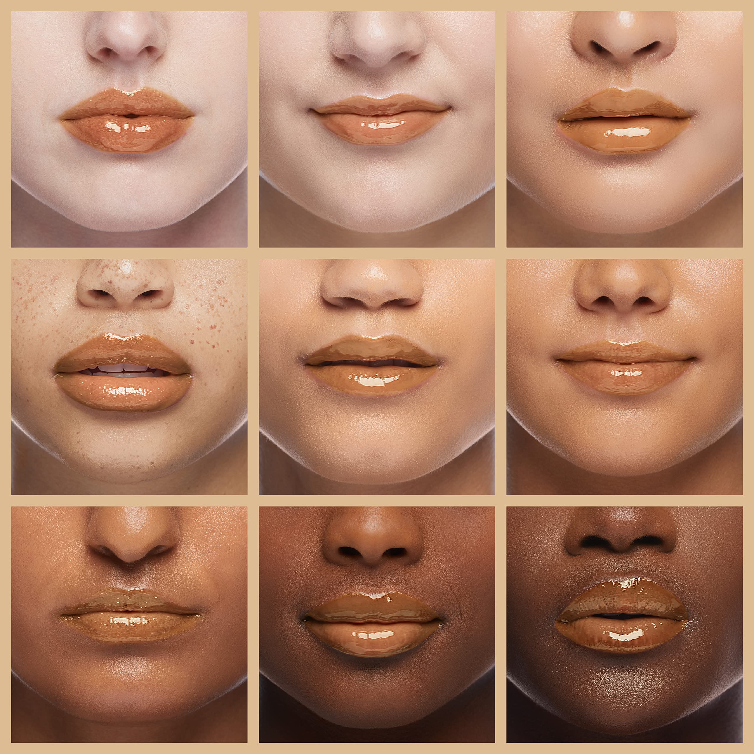 Rimmel Stay Plumped on lips closeup showing Angel Shimmer adding luminous fullness