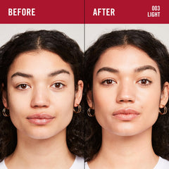 Rimmel texture swipe on white, brand lightweight blendable finish benefit