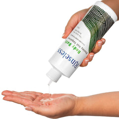RINSELESS bottle on a bedside table conveying easy access for caregiver convenience
