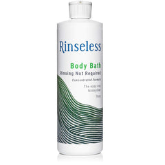 RINSELESS front bottle view showing clear aloe scent and convenient pump benefit