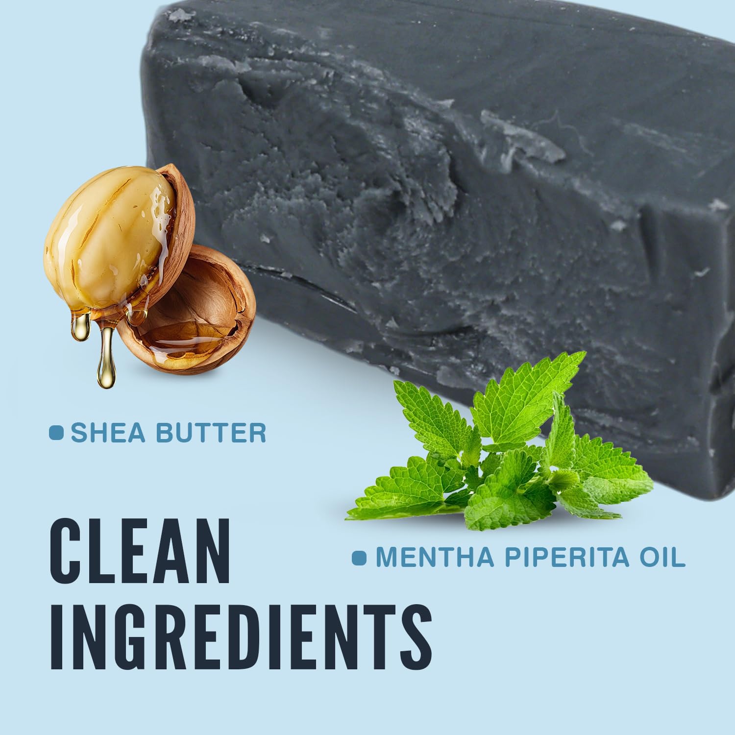 Rinse & Robust soap bar in shower setting promoting deep cleanse