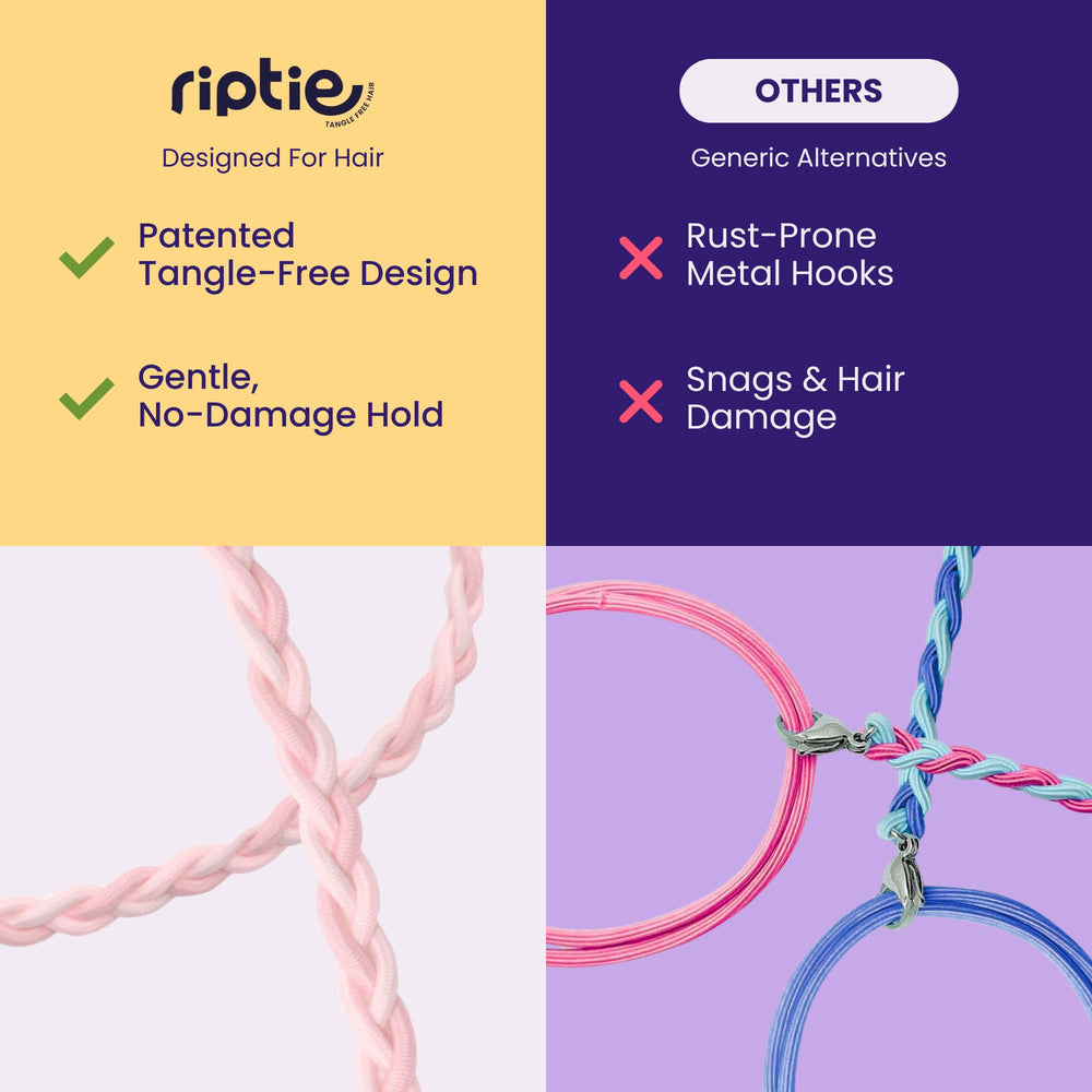 Rip Tie stretched to show elastic length and strong hold benefit