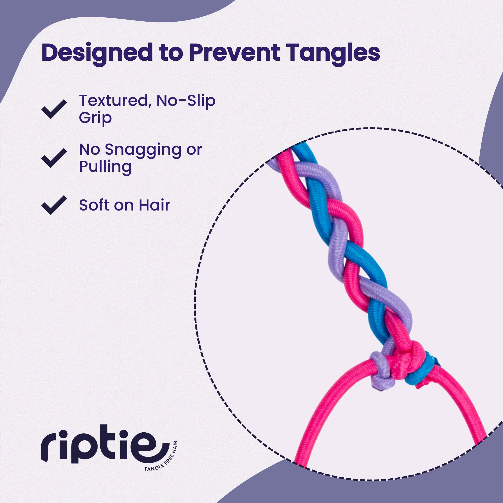 Rip Tie sunset wrapped ponytail in use showing secure, gentle hold