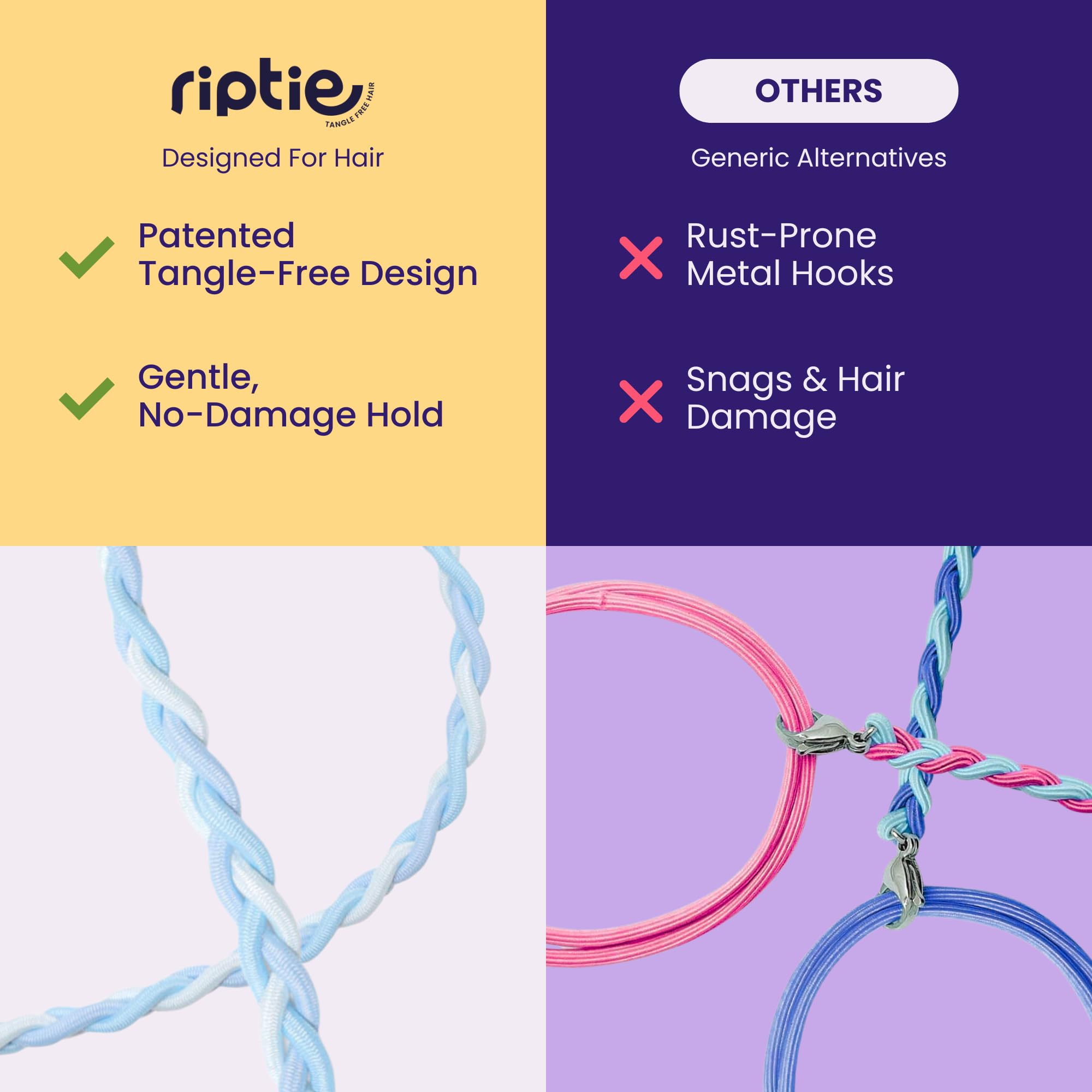 Rip Tie secured ponytail in use demonstrating comfortable hold during activity