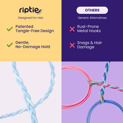 Rip Tie secured ponytail in use demonstrating comfortable hold during activity