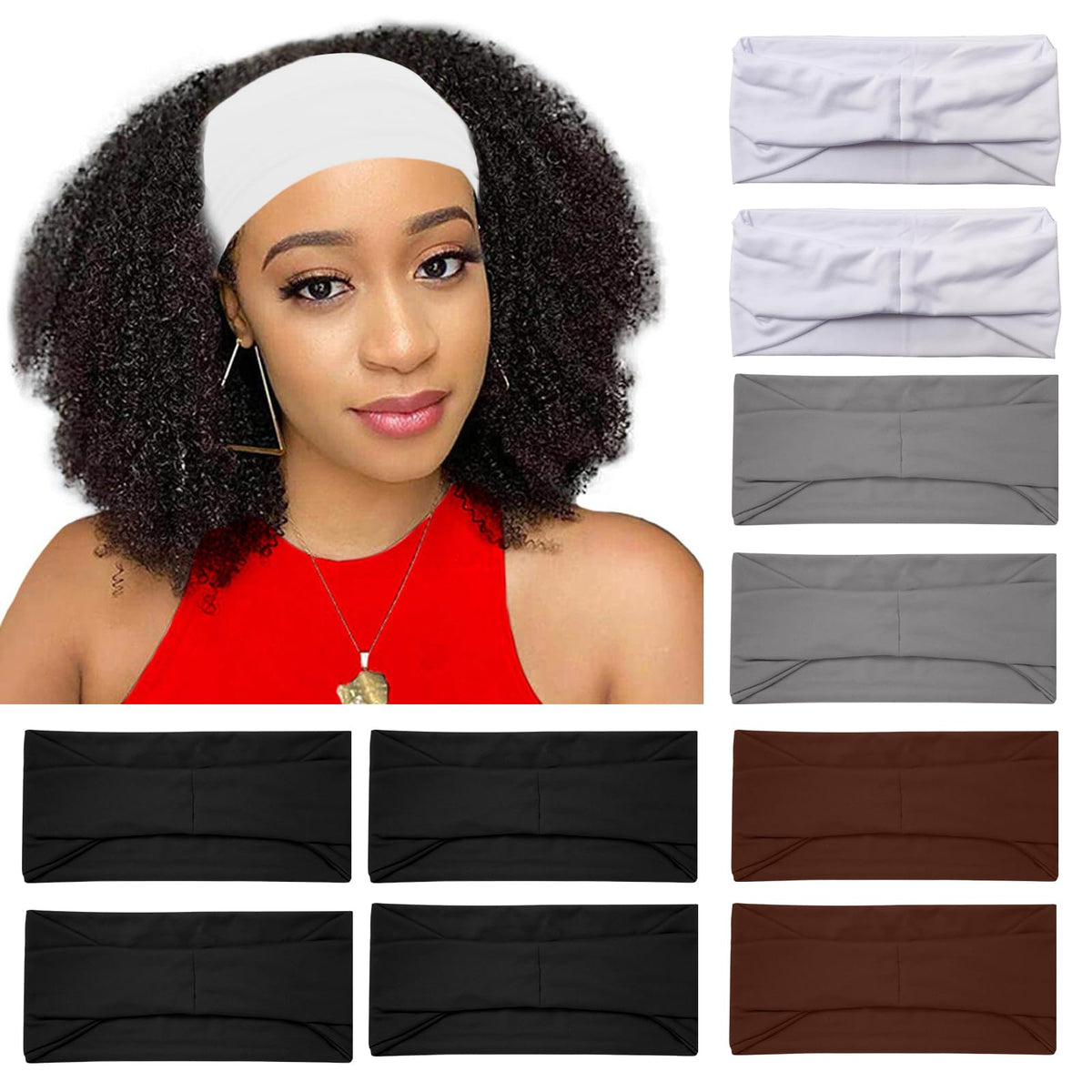 RITOPER front pack of ten black and white headbands showing value and variety