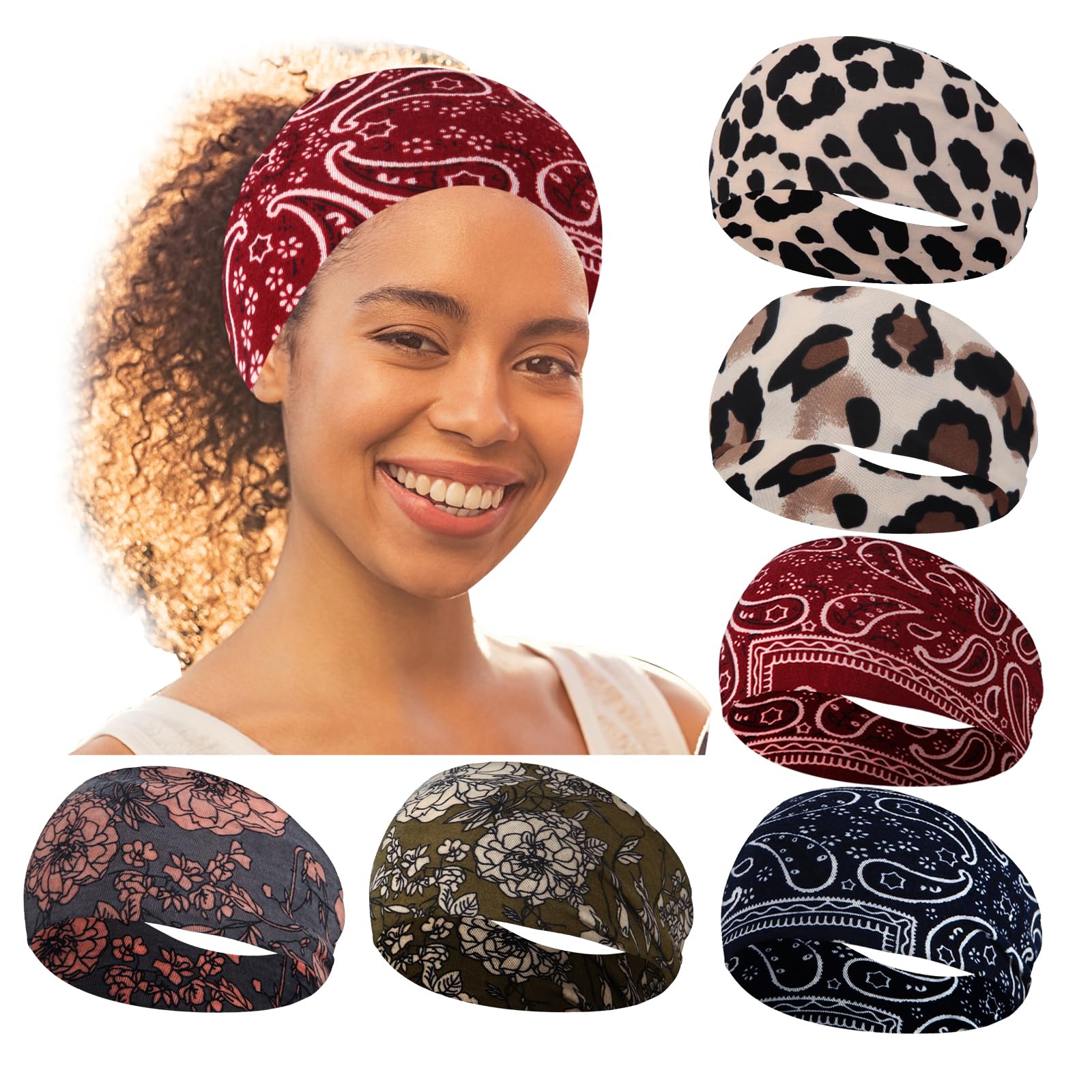 RITOPER front packaging showing six patterned headbands and benefits for styling