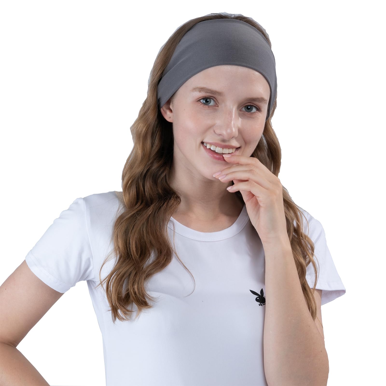 RITOPER headband worn during yoga demonstrating secure non-slip fit