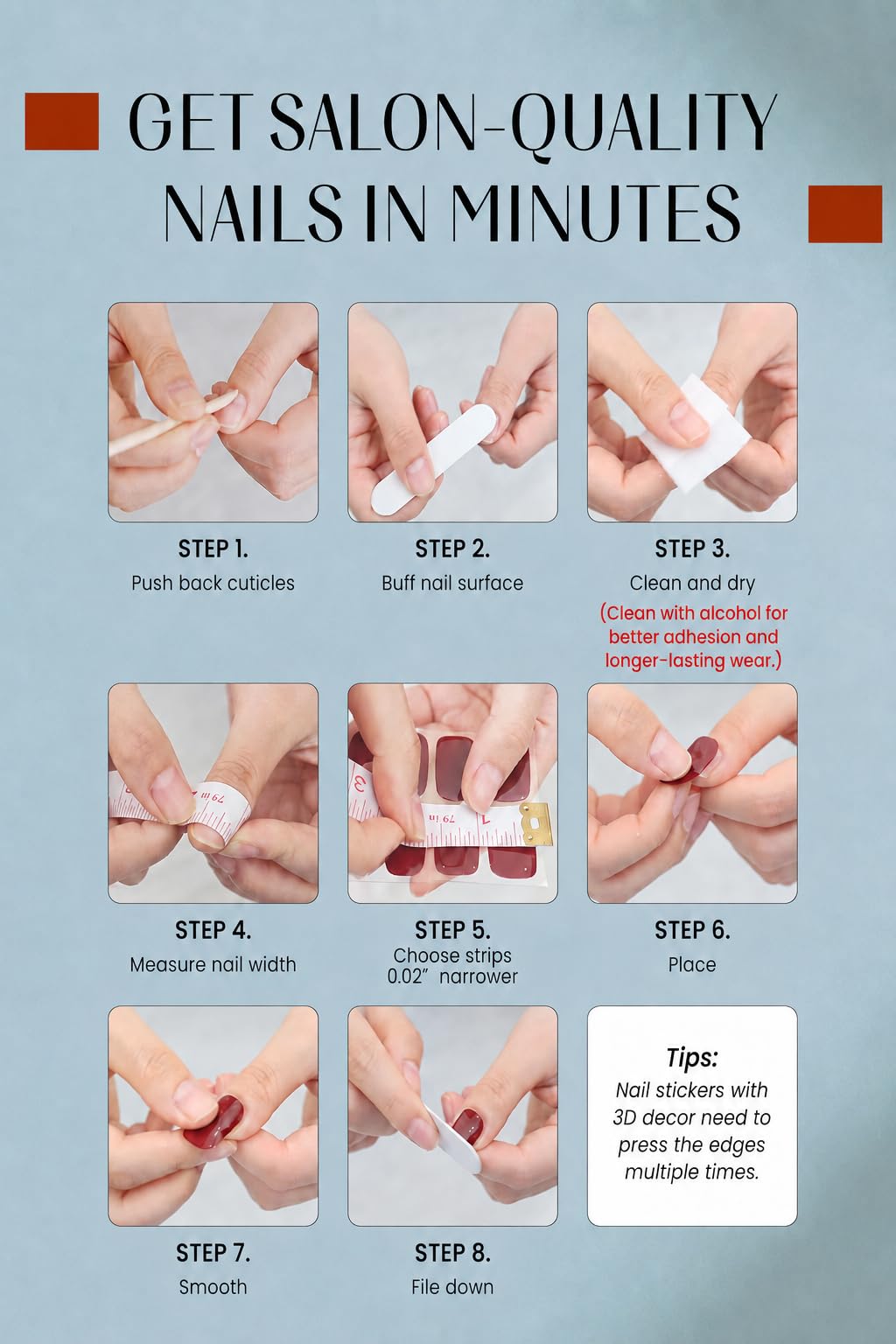 RIVÉHOM kit contents with file and cuticle stick for easy prep