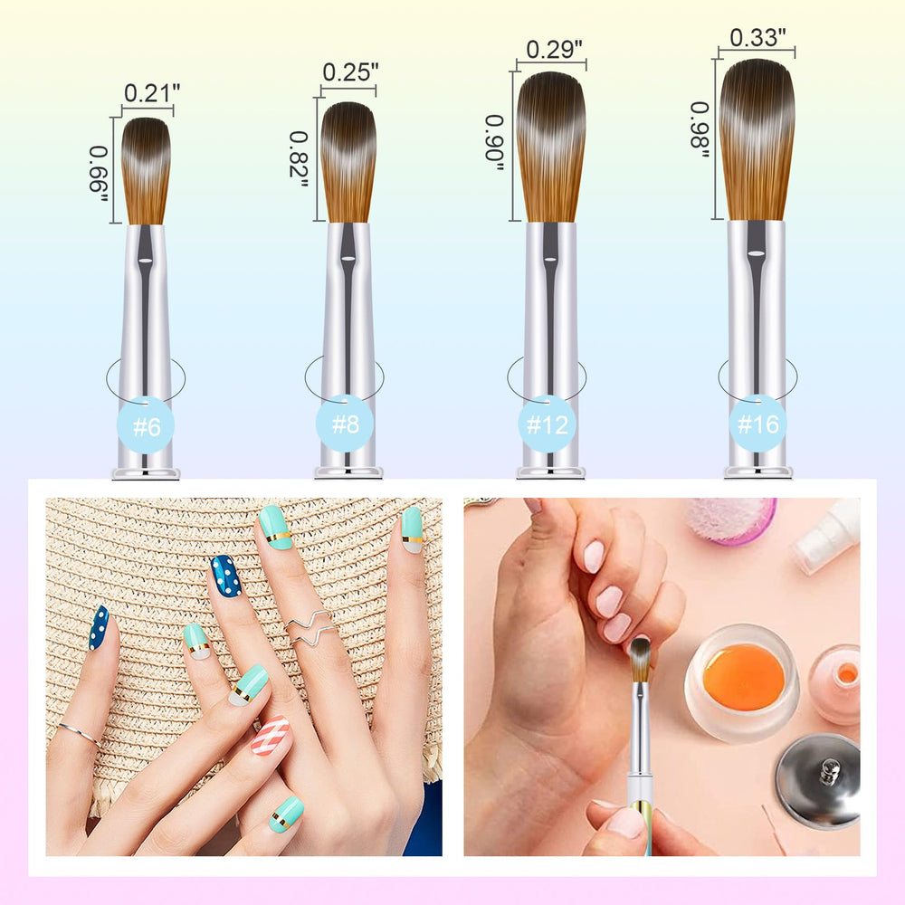 RIYUEXING brush applying acrylic on nail illustrating smooth, even coverage