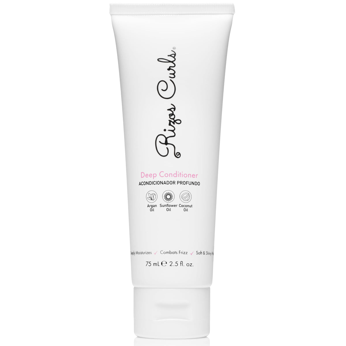 Rizos Curls front packaging shows compact travel jar and clear label benefit