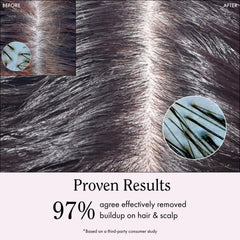 Model applying Rizos Curls rinse in shower to demonstrate scalp massage and buildup removal