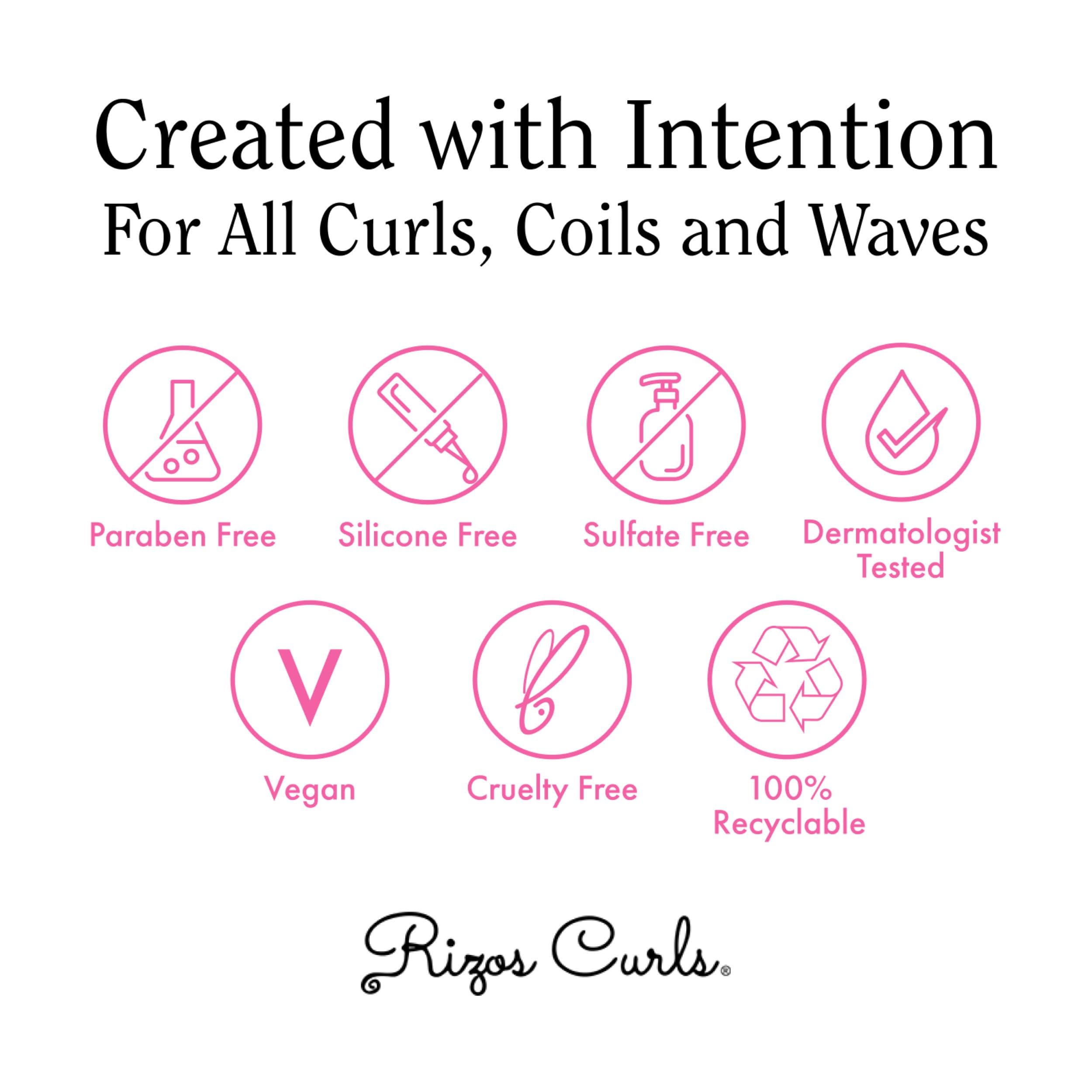 Rizos Curls natural ingredients display shea, olive, sunflower oils for nourishment
