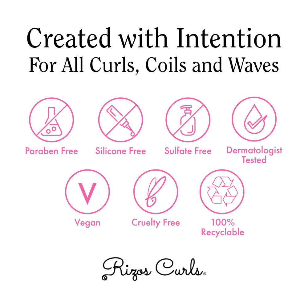 Rizos Curls natural ingredients display shea, olive, sunflower oils for nourishment
