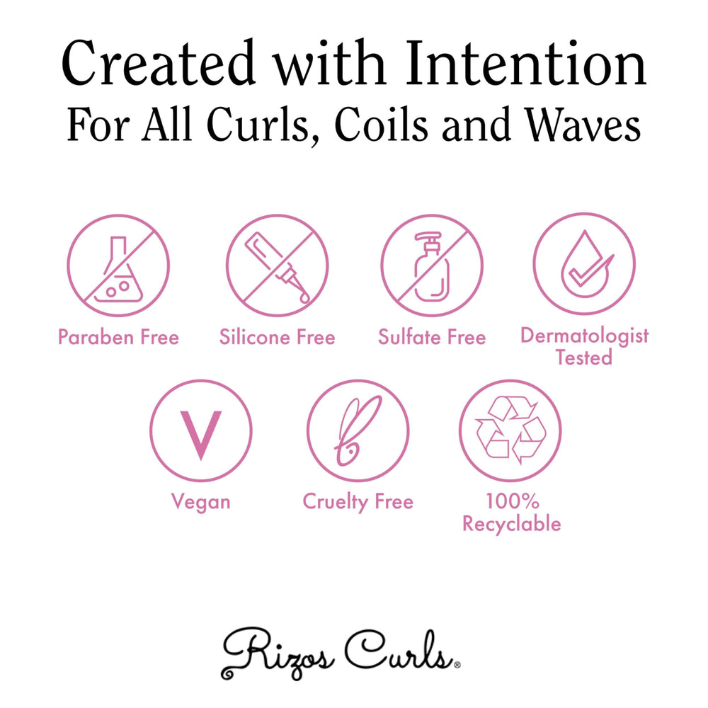Rizos Curls bottle in a toiletry bag to illustrate on-the-go curl care and refreshed scalp benefits