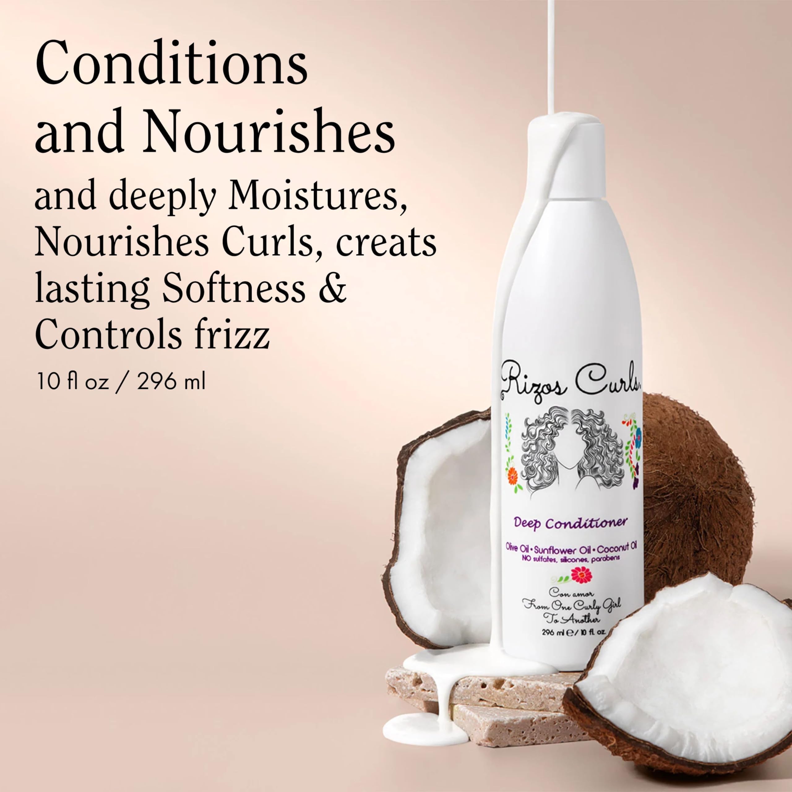 Rizos Curls open jar revealing creamy conditioner texture for easy detangling