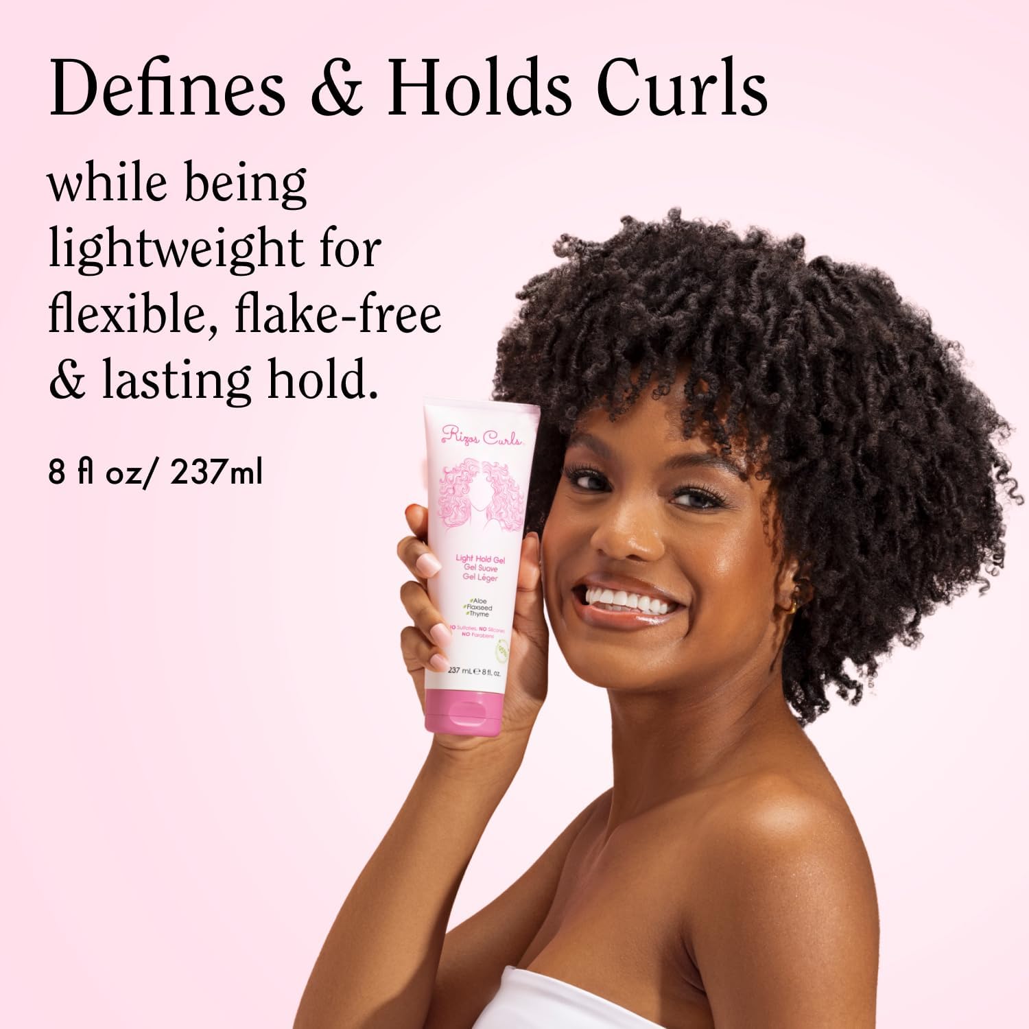 Rizos Curls close-up gel texture highlighting smooth, non-sticky finish