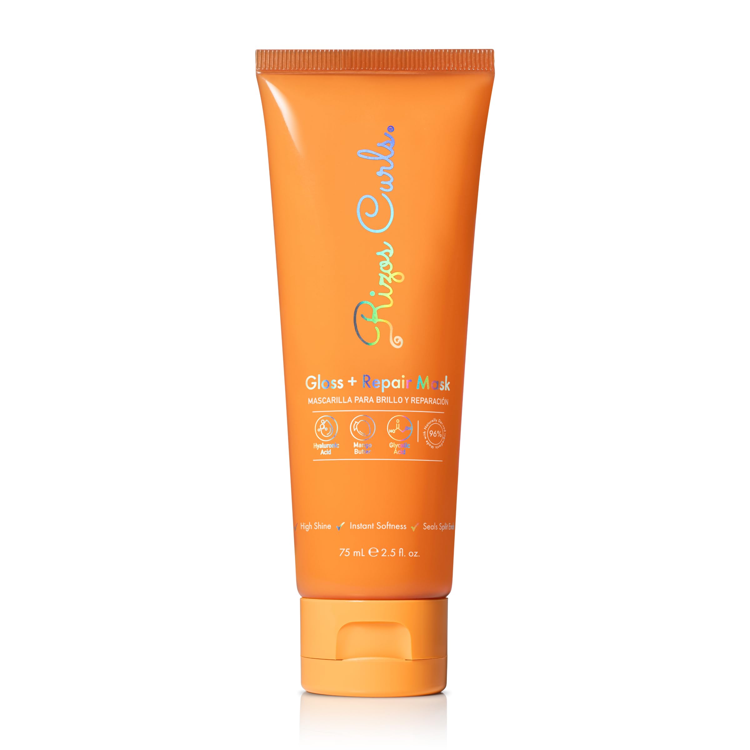 Rizos Curls travel mask front view showing jar and easy travel size for glossy, repaired curls