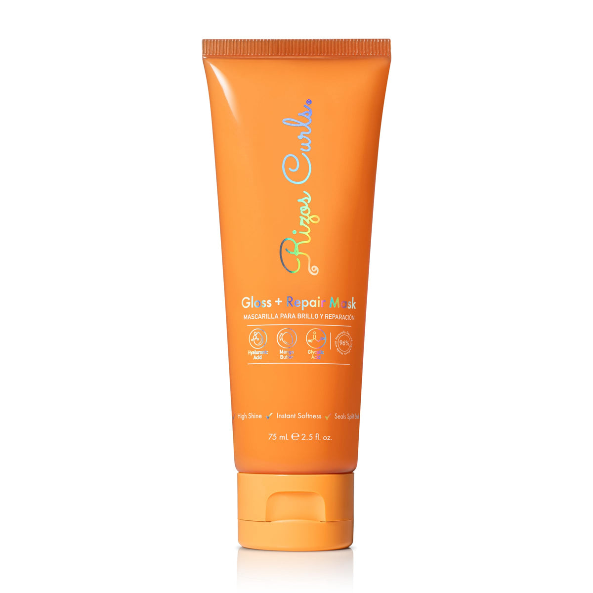 Rizos Curls travel mask front view showing jar and easy travel size for glossy, repaired curls