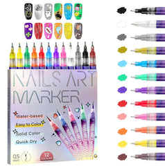 RMPYBY front packaging showing 12-color nail art pen kit with clear layout and benefits