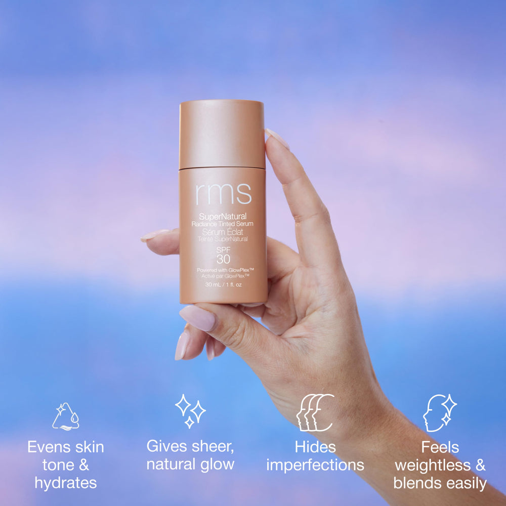 RMS Beauty before and after showing reduced redness and even tone