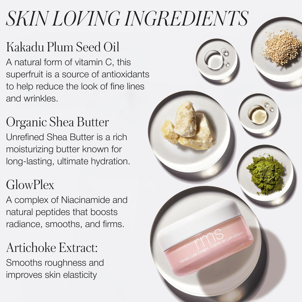 RMS Beauty cream being applied in hand for visible moisturization benefit