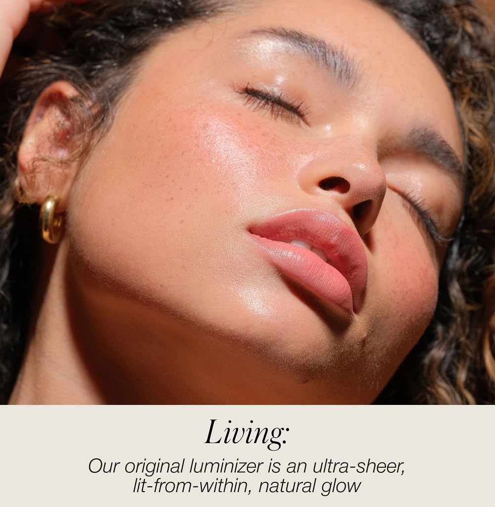 RMS Beauty glowing cheekbone close-up shows soft-reflective benefit