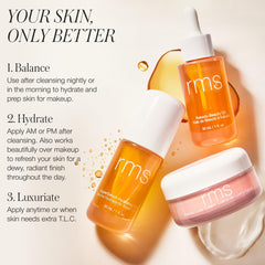 RMS Beauty beside bedside lamp for nighttime moisturizing and repair support