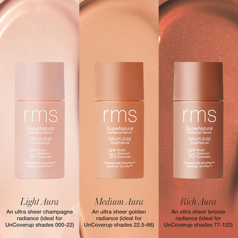 RMS Beauty packaging label close-up conveying SPF and clean formula