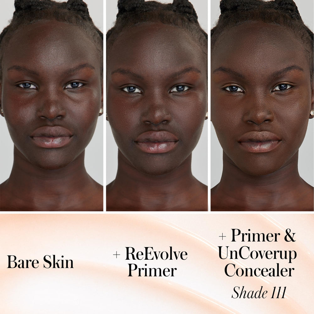 RMS Beauty before and after texture view showing minimized pores and smoother skin