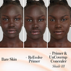 RMS Beauty before and after texture view showing minimized pores and smoother skin
