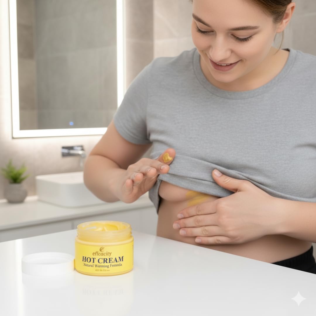 Robutop Eficacity Hot Cream on bedside table for easy nightly use
