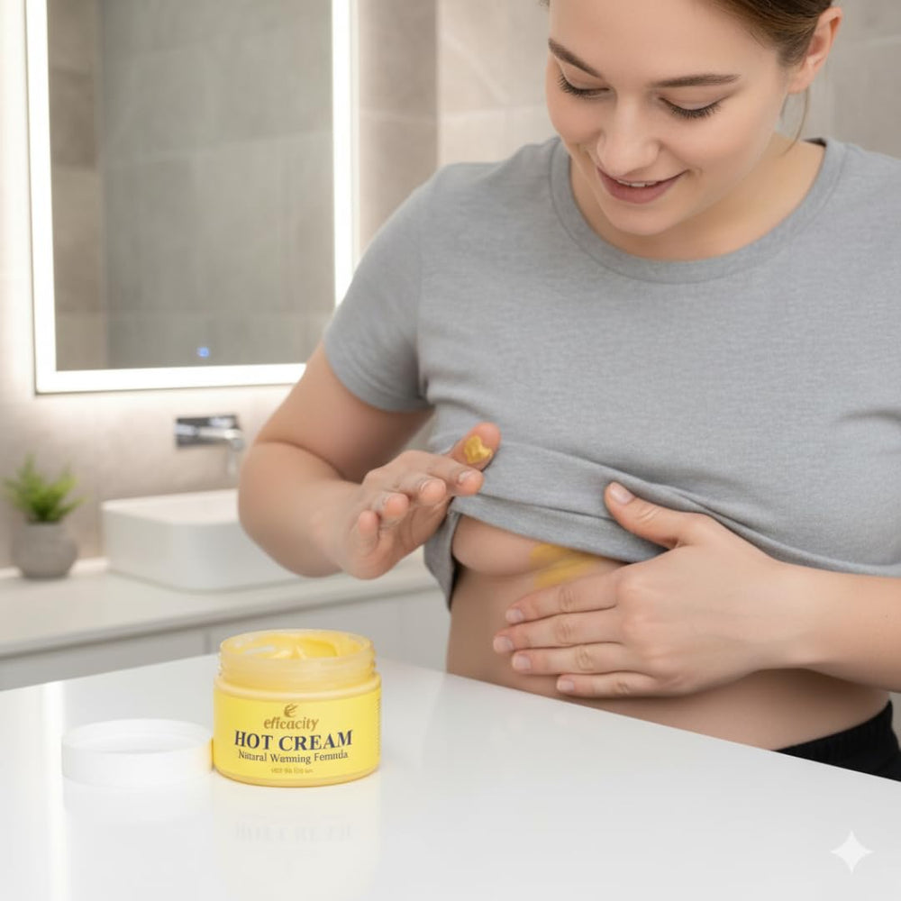Robutop Eficacity Hot Cream on bedside table for easy nightly use