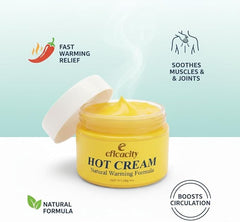 Robutop Eficacity Hot Cream held in hand showing compact travel-friendly size