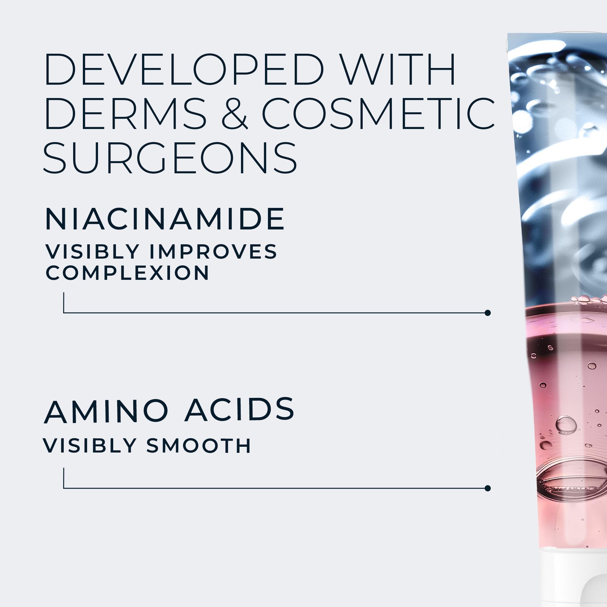 RoC cleanser bottle on bathroom counter in morning routine setting, promoting daily use