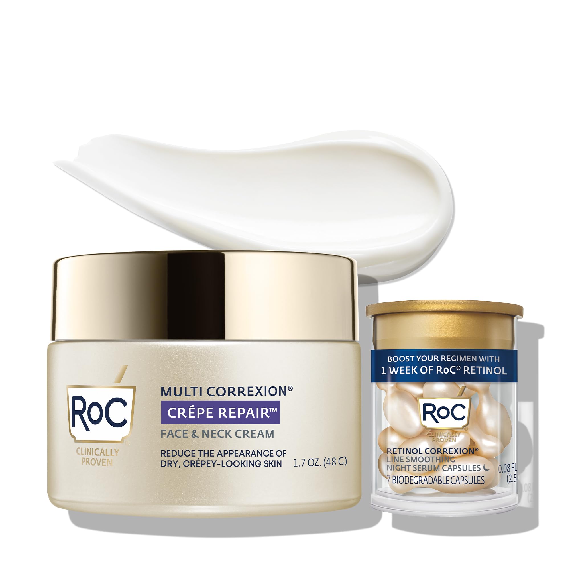 RoC front jar packaging showing cream and clear benefit of neck smoothing