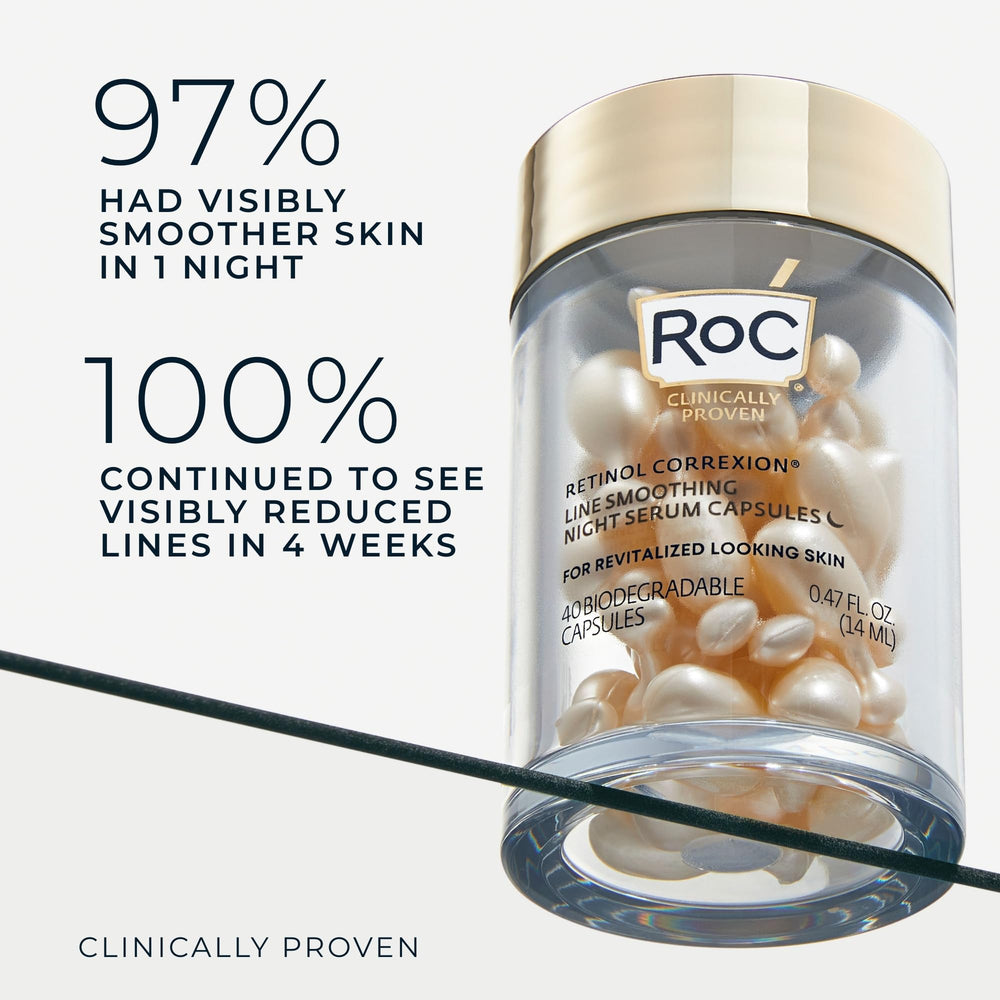 RoC silky serum texture on fingertip showing fast absorption benefit