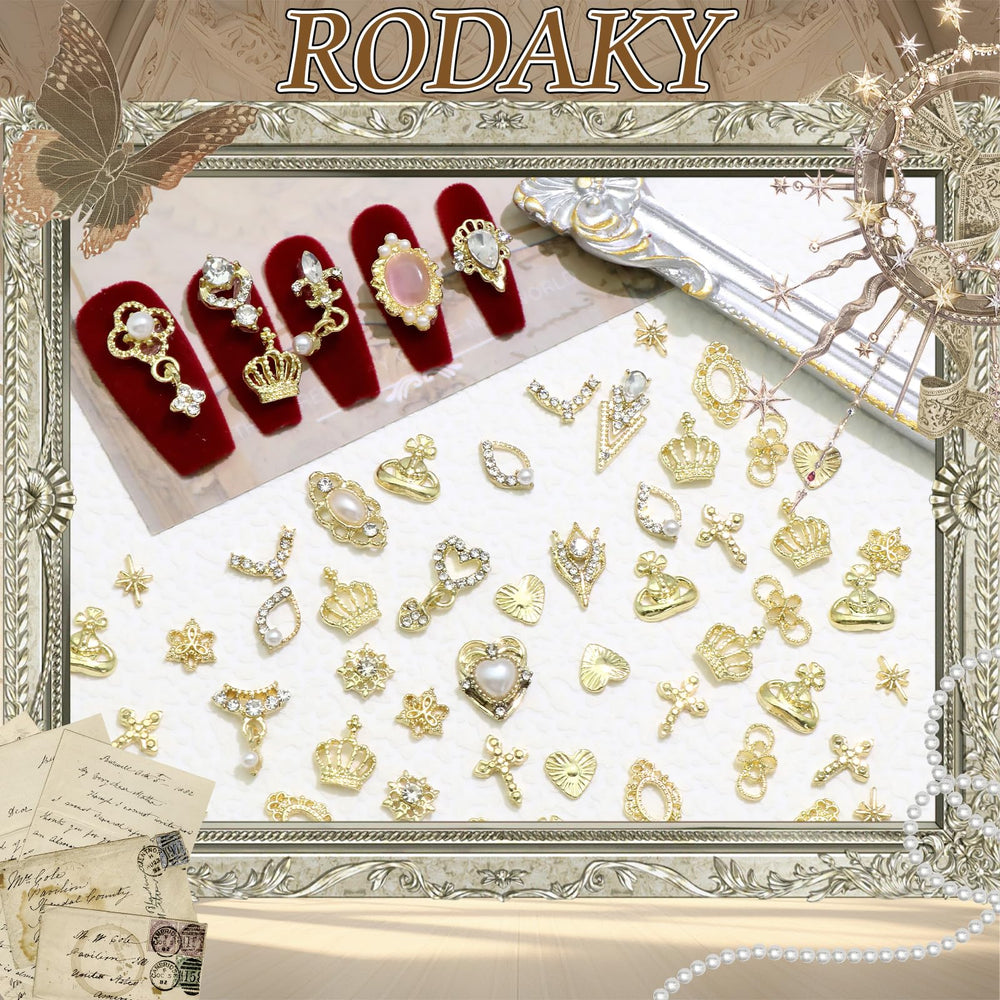 RODAKY charms beside fingers for scale and easy planning of nail sets