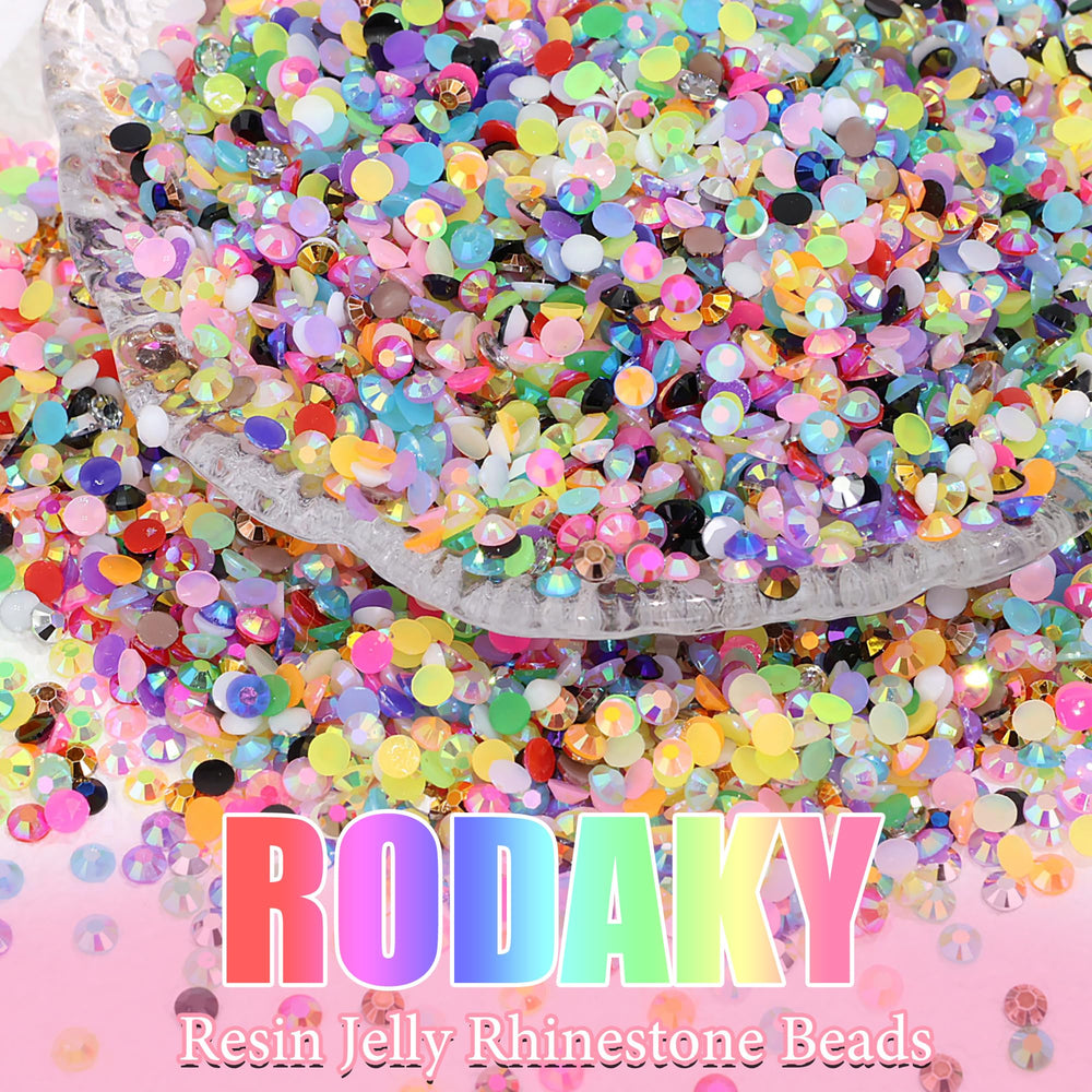 RODAKY gems beside a ruler showing scale and large 40,000-piece quantity advantage