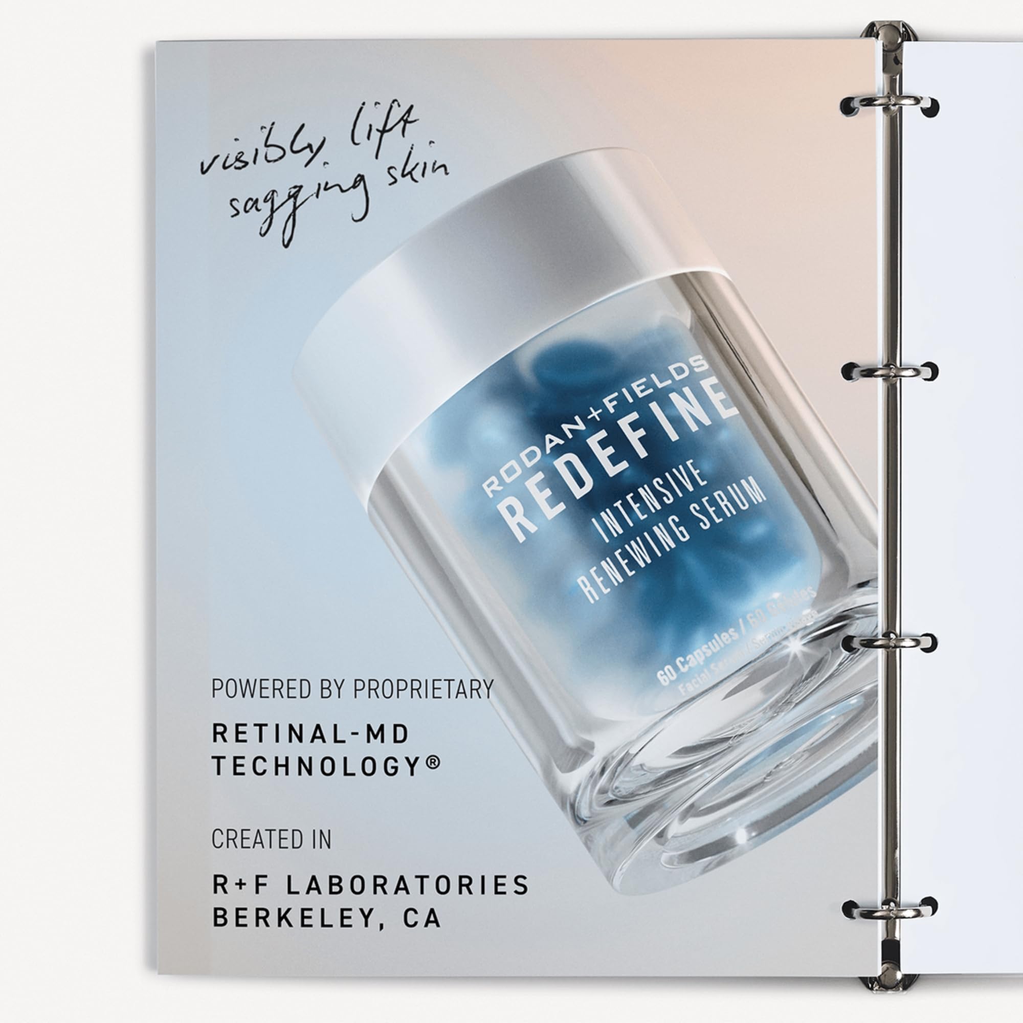 RODAN + FIELDS capsule cut open close-up showing silky serum texture
