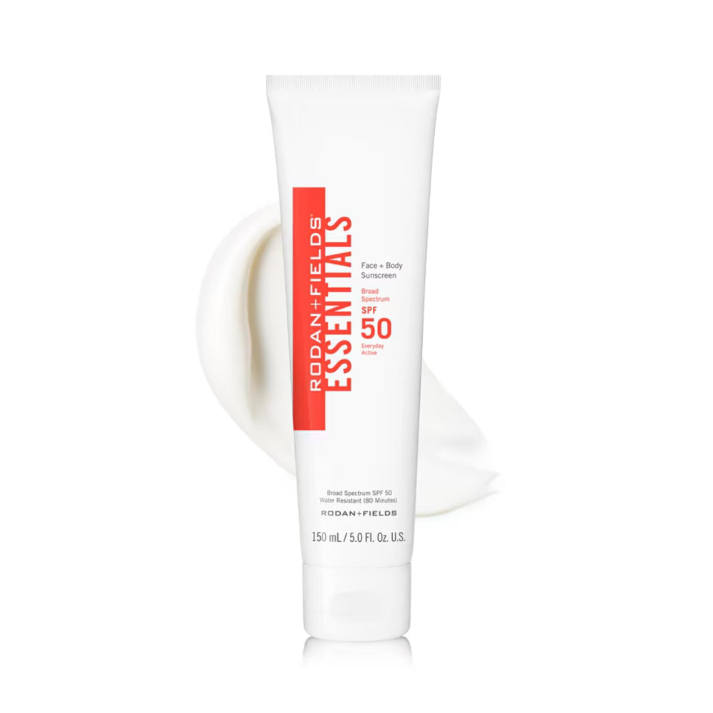 Rodan + Fields front packaging showing SPF 50 and 150 mL for clear product identification and protection